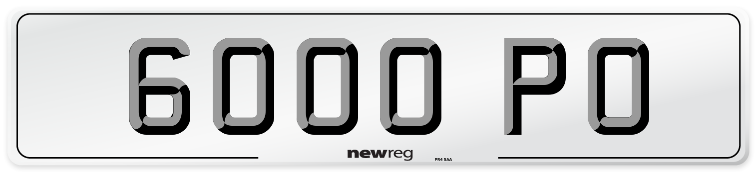 6000 PO Number Plate from New Reg